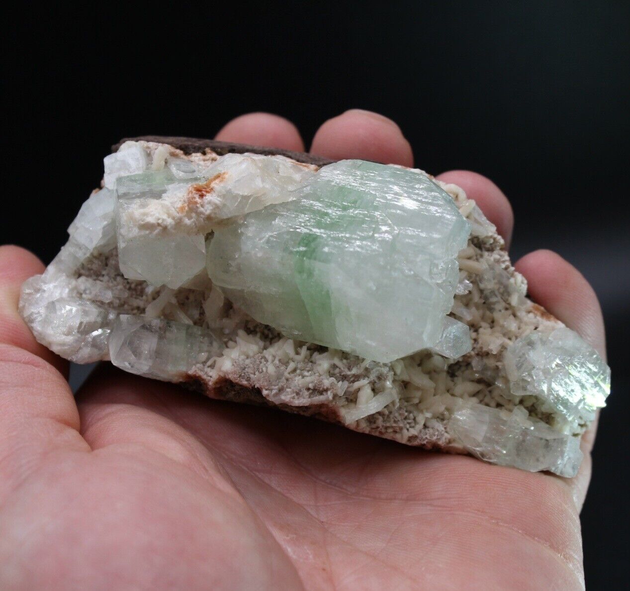 Gem Green Apophyllite Stilbite Chalcedony Matrix Crystal Rock Raw Mineral 206g