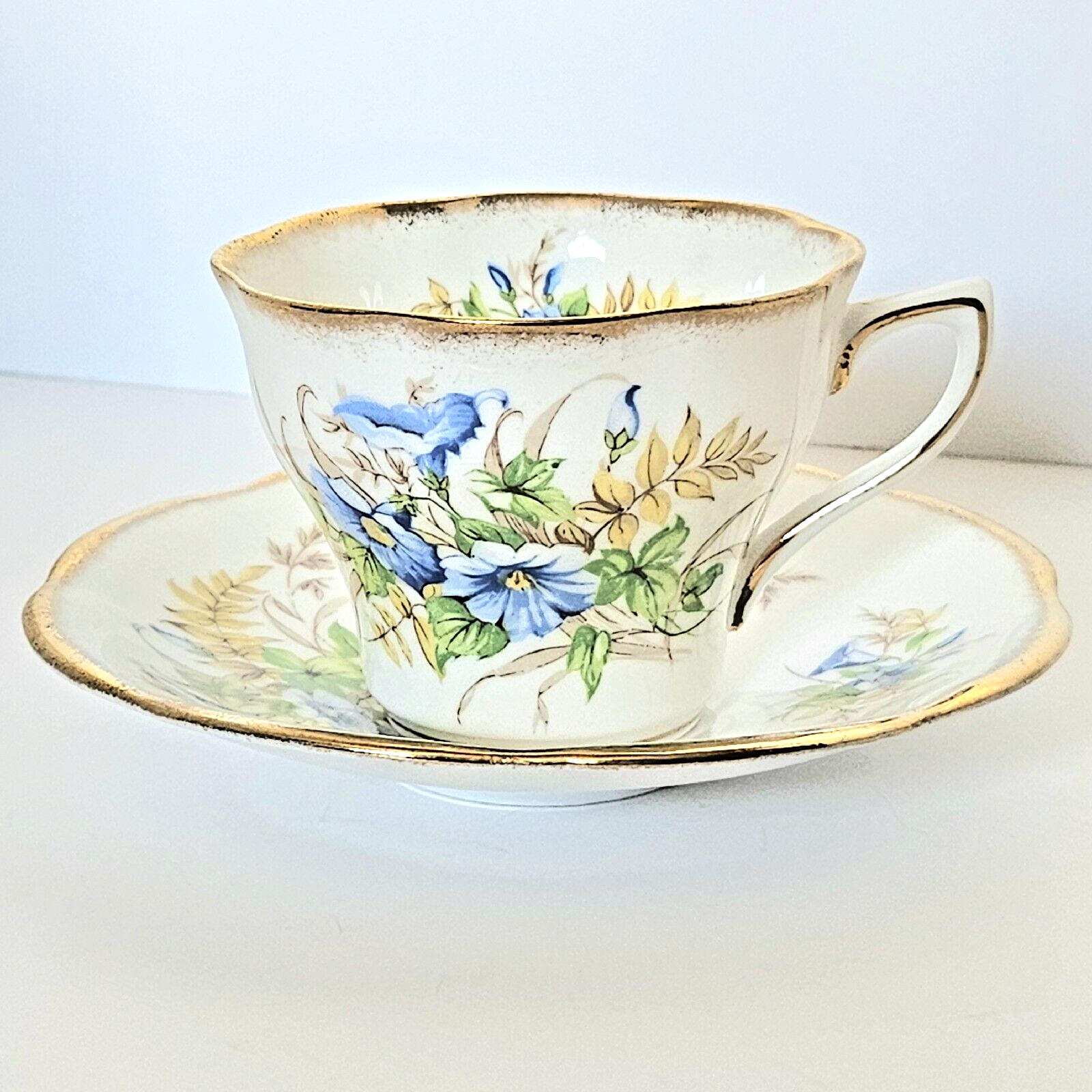 Rosina Fine Bone China Cup and Saucer Vibrant Floral Design with Gold Trim