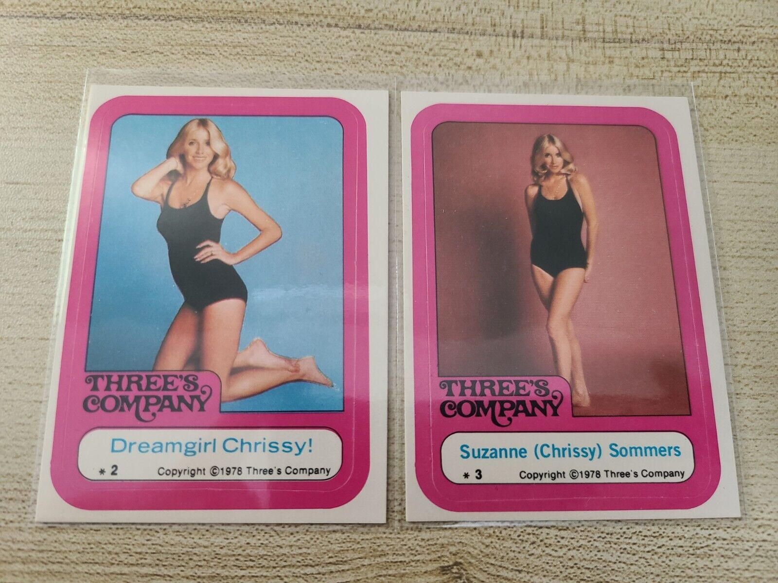 1978 Topps Suzanne Somers Chrissy Snow Three\'s Company 2 Sticker Lot