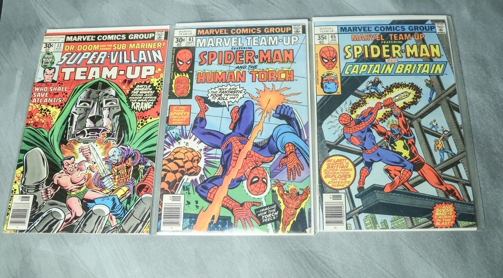 Marvel Team-Up Lot  13 61 65 Spider man Dr Doom Namor Human Torch comic books