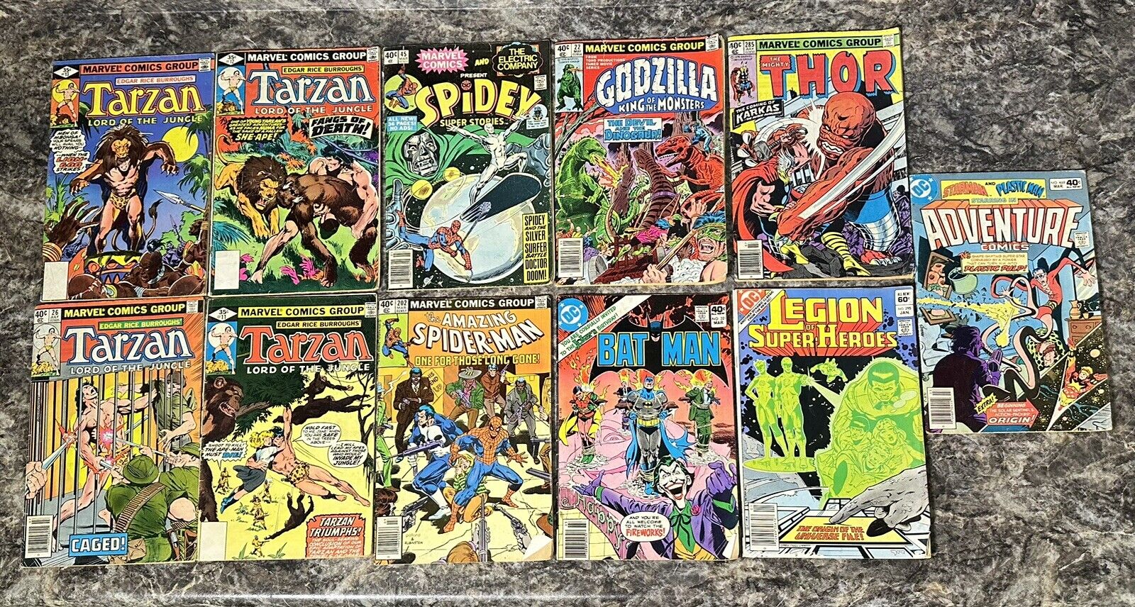 Vintage Marvel Dc Comic Book Lot Spider Man Tarzan Batman Thor 40c 
