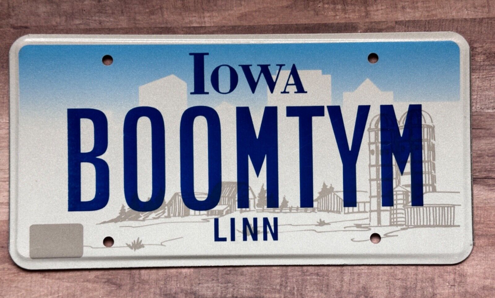 Iowa 1999 Personalized License Plate #BOOMTYM boom time