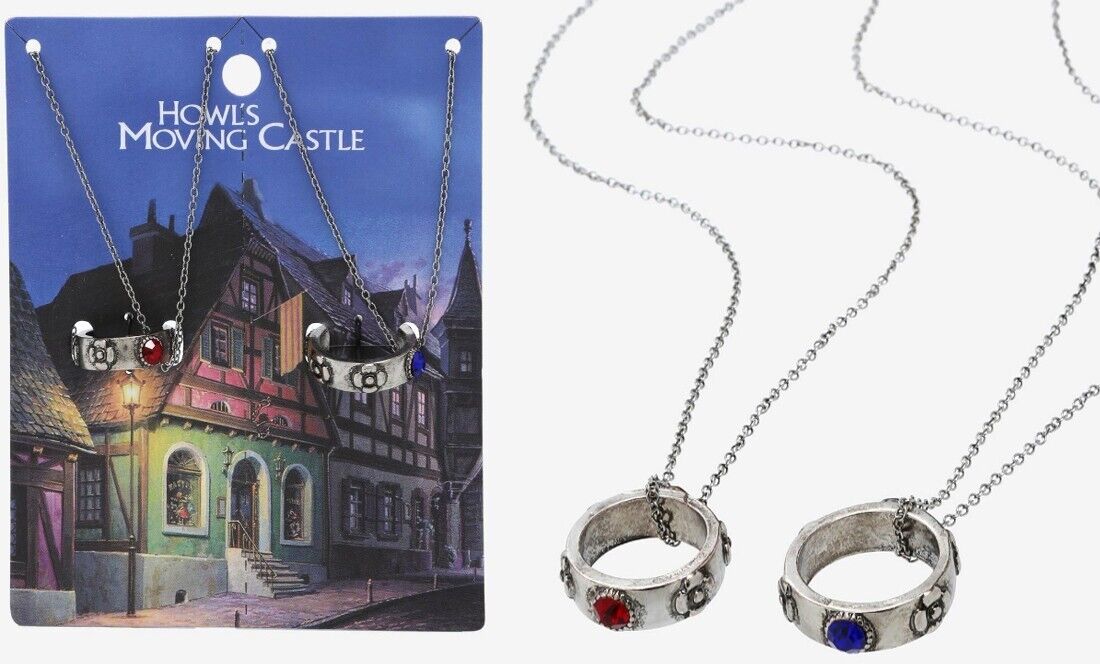 Studio Ghibli Howl’s Moving Castle Howl and Sophie Ring and Necklace Set NWT