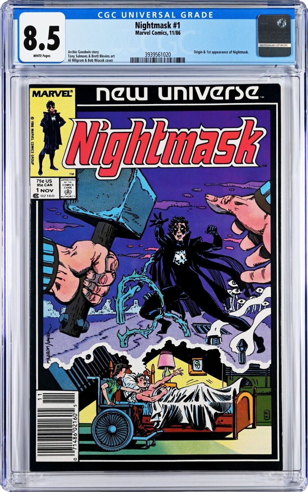 Nightmask #1 CGC 8.5 (Nov 1986, Marvel) Al Milgrom Cover, Origin & 1st app.