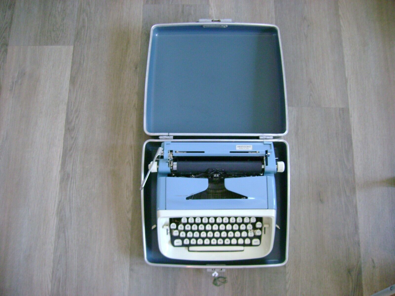 Vintage 1960\'s Royal Aristocrat Portable Typewriter with Case Baby Blue / Cream