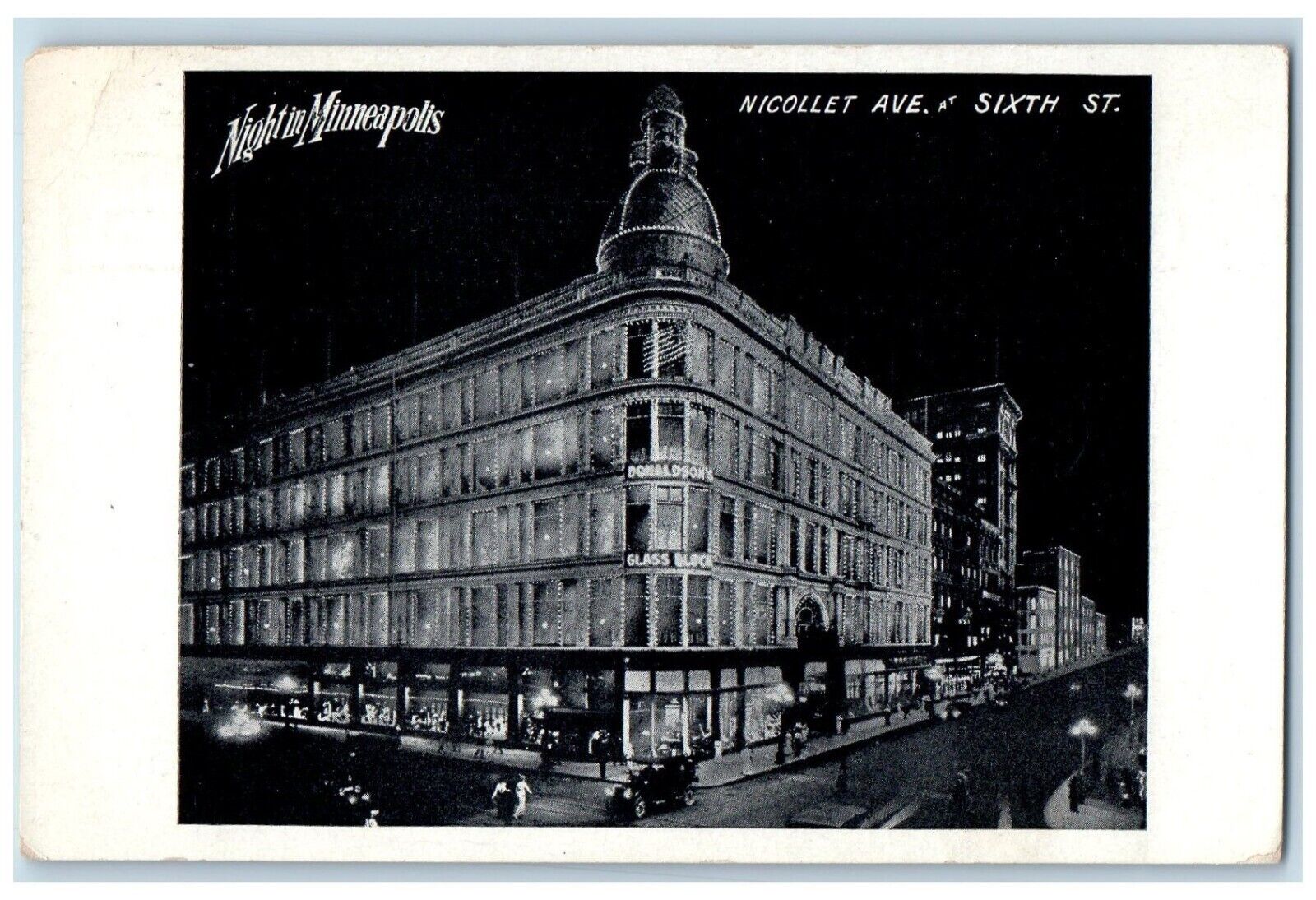c1910 Nicollet Ave Sixth St Night Minneapolis Minnesota Antique Vintage Postcard