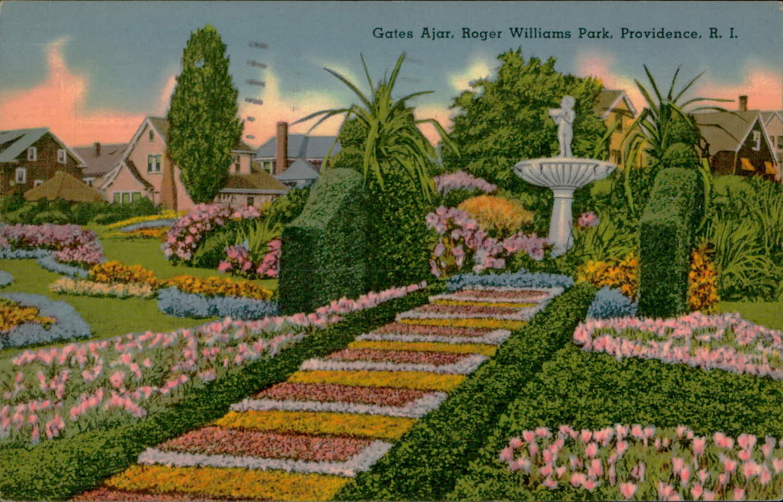 Postcard: Gates Ajar, Roger Williams Park, Providence, R. I.