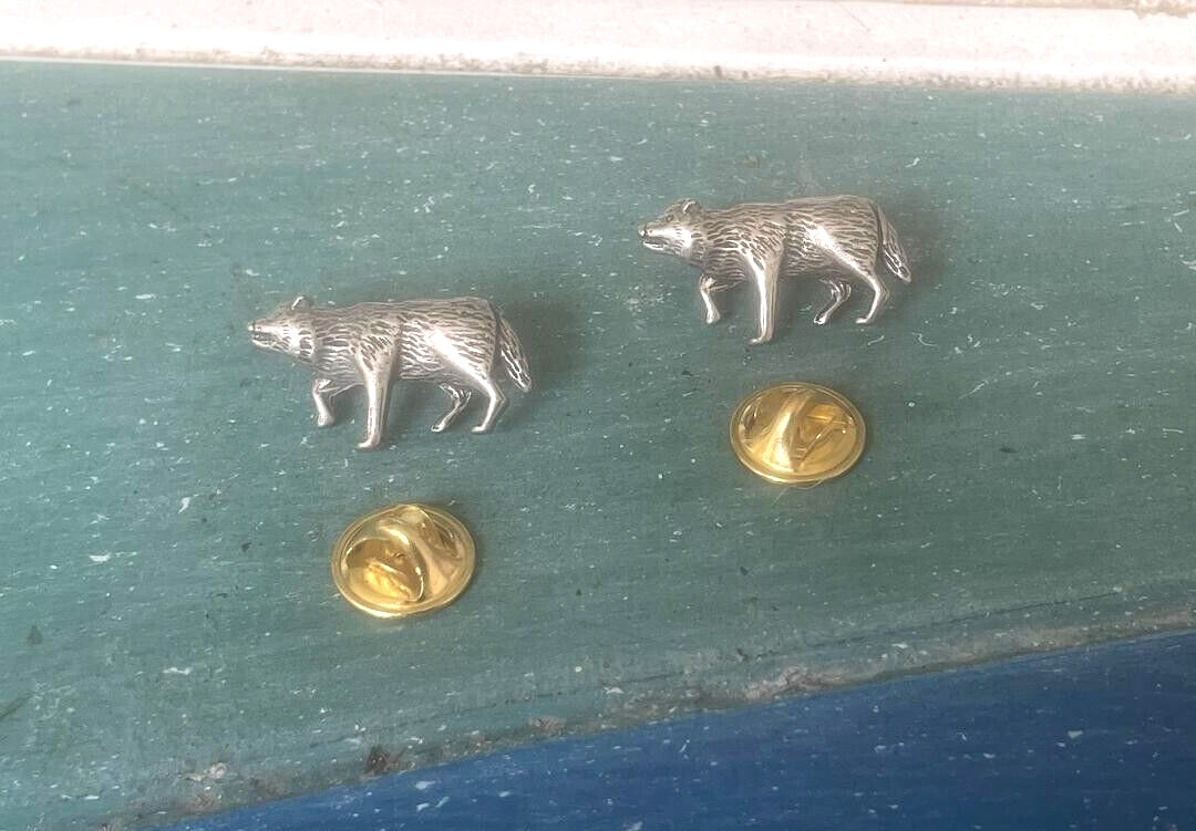 WILD ANIMAL 2 HIS & HERS or A FRIEND WOLF PINS.