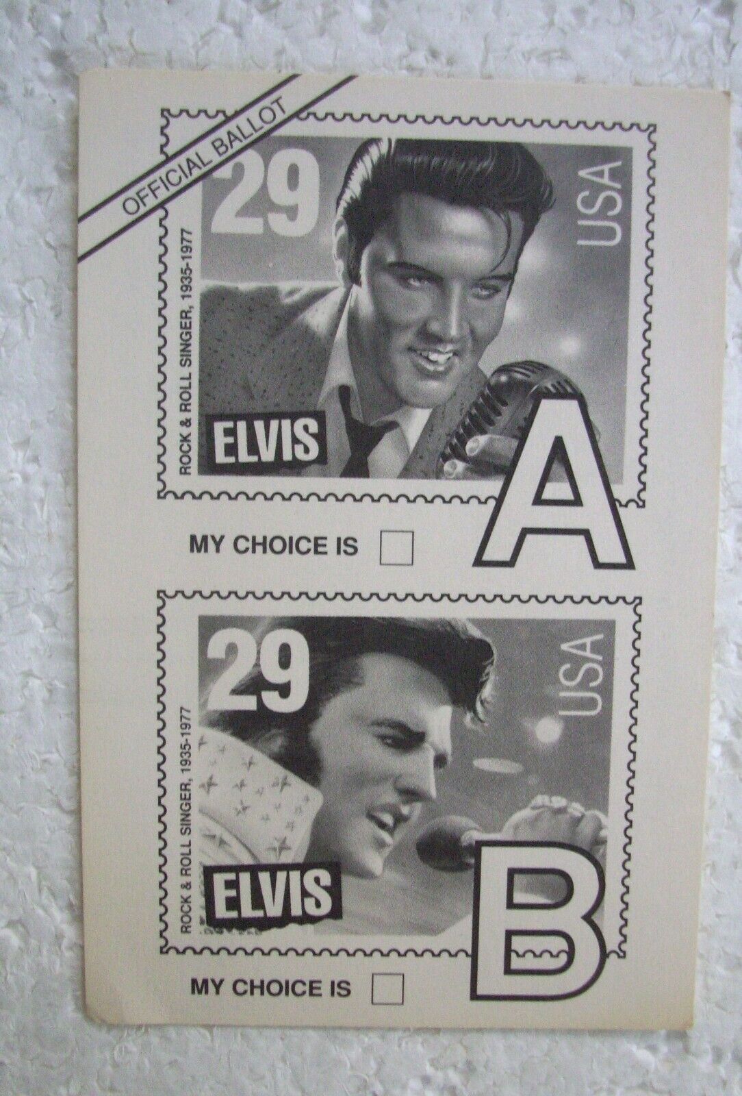 Elvis Presley USPS Official Ballot Poll 1993 Stamp Choice Postcard Unused