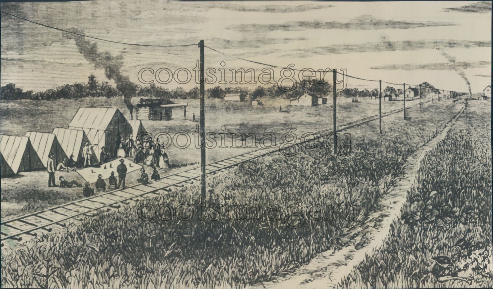 1952 Press Photo Artist Drawing Abilene Kansas 1867 American West