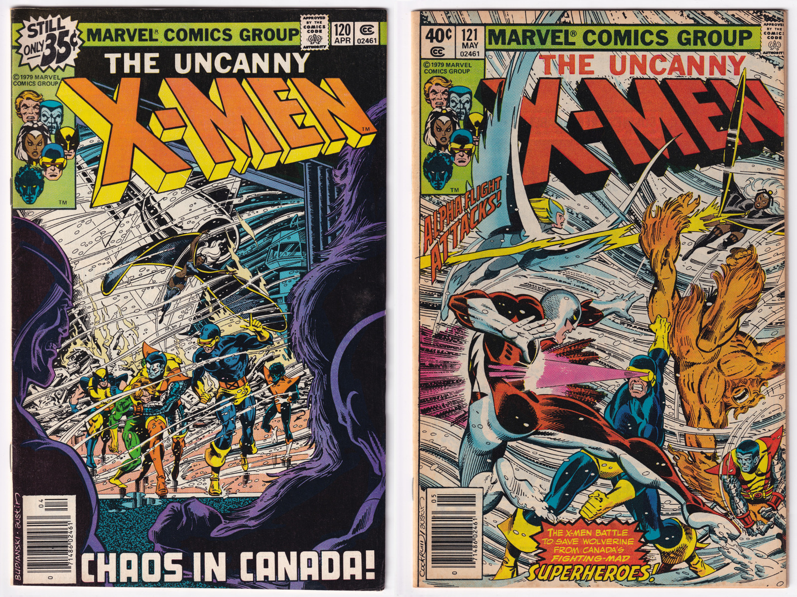 Uncanny X-Men LOT (2) # 120 & 121 Marvel Comic Book First App Alpha Flight - A