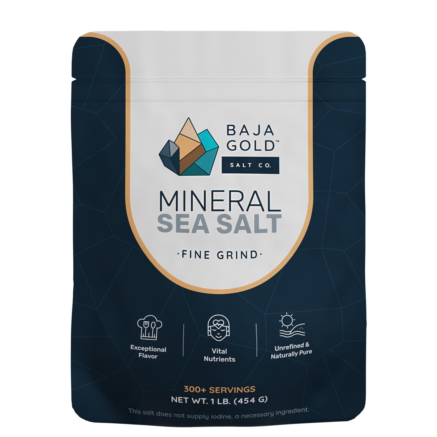 Baja Gold Mineral Sea Salt Natural Grain Crystals 1 Lb Bag  USA