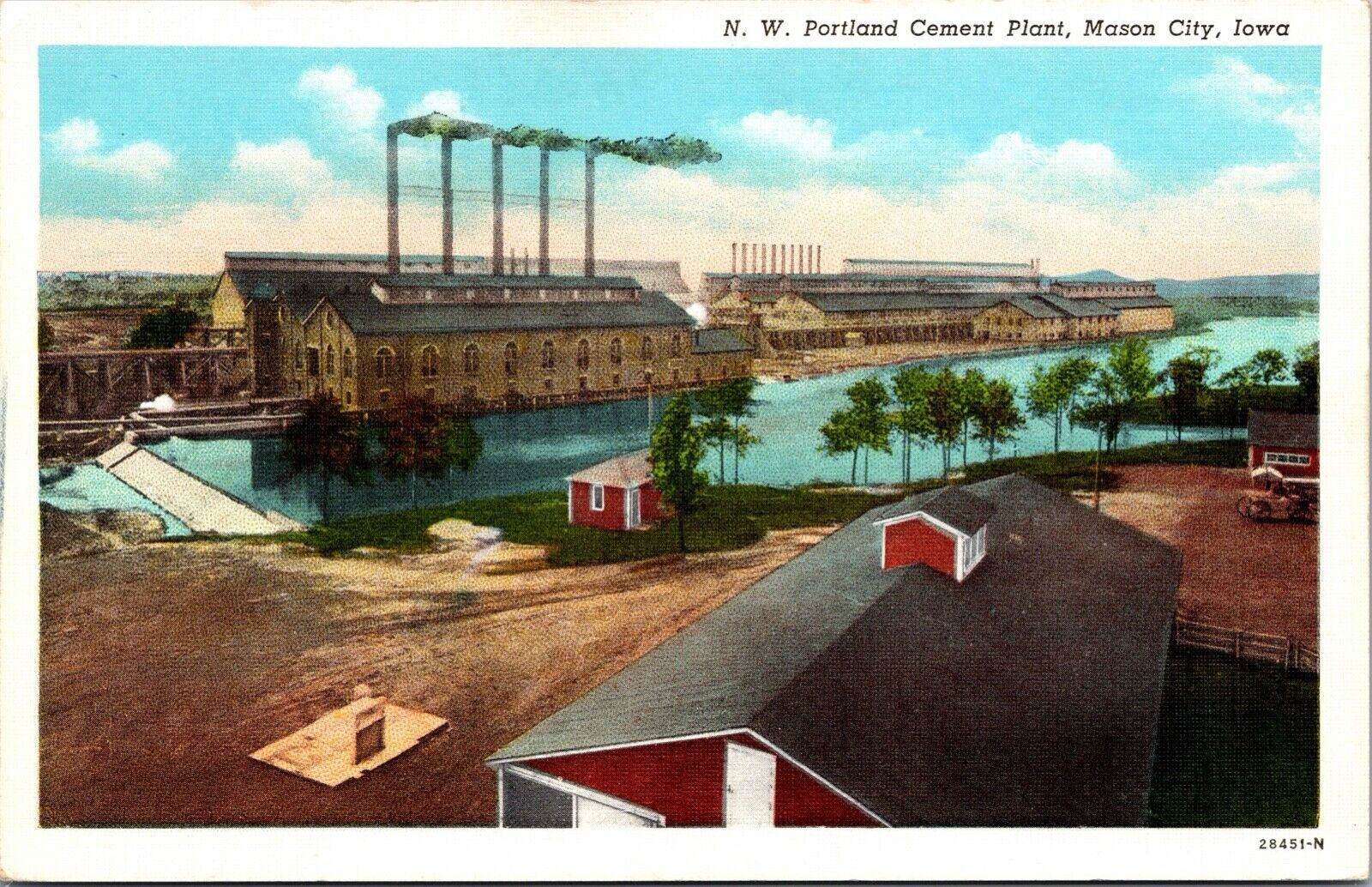 Linen Postcard N.W. Portland Cement Plant in Mason City, Iowa~132875