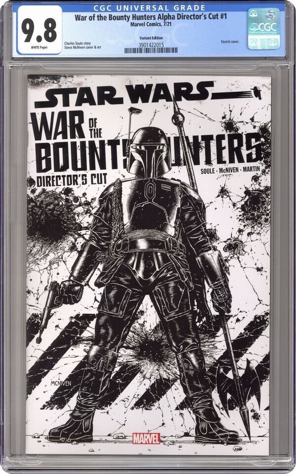 Star Wars War of the Bounty Hunters Alpha #1 B&W Variant CGC 9.8 (2021 Marvel)