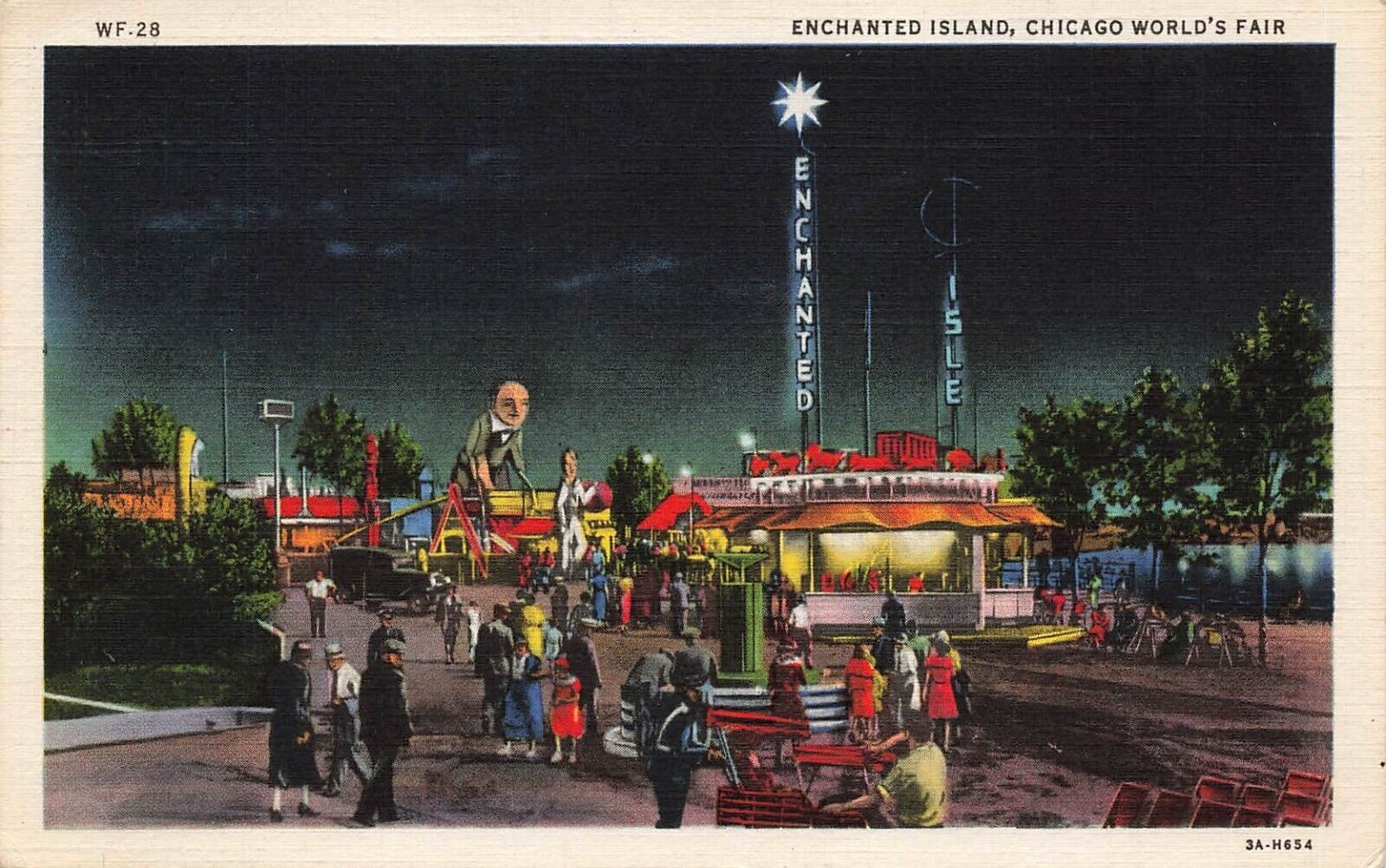 1908 ILLINOIS POSTCARD: ENCHANTED ISLAND CHICAGO WORLD'S FAIR AT NIGHT, IL
