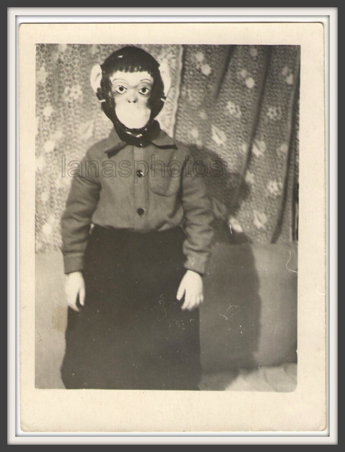 1950s Masked boy Masks Monkey Faceless kid unusual funny odd found vintage photo