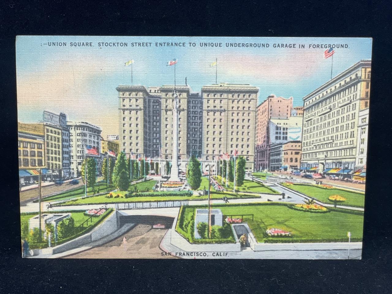 Union Square, Stockton Street - San Francisco, California - 1951 Linen Postcard
