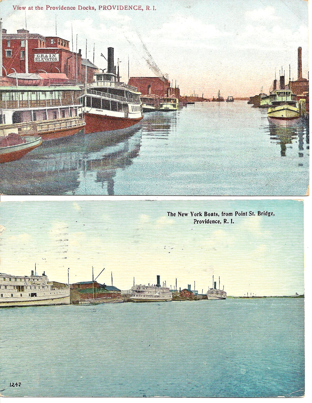Two (2) PROVIDENCE, R.I. WATERFRONT POSTCARDS 1907 & 1912 POSTED