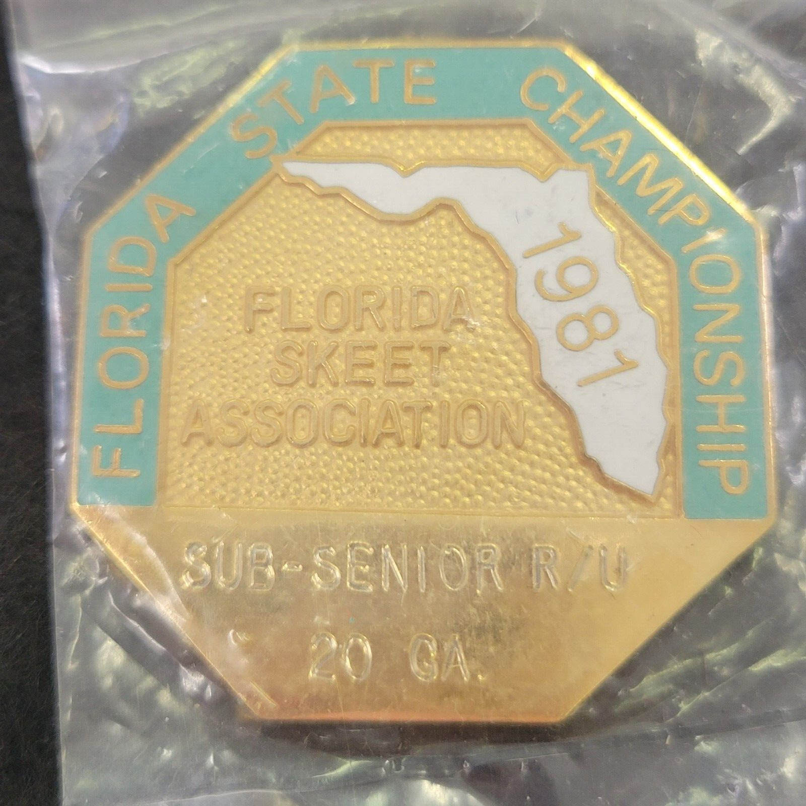 1981 Florida State Championship Skeet Assoc Sub-Senior R/U 20 GA Lapel Badge Pin