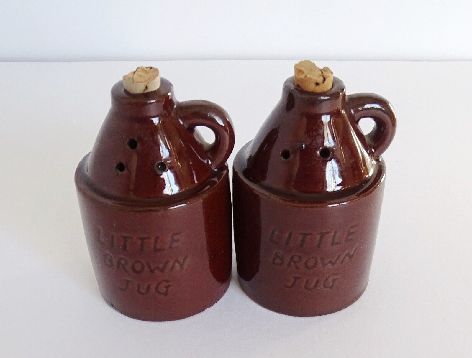 Vintage Little Brown Jug Salt and Pepper Shakers Japan
