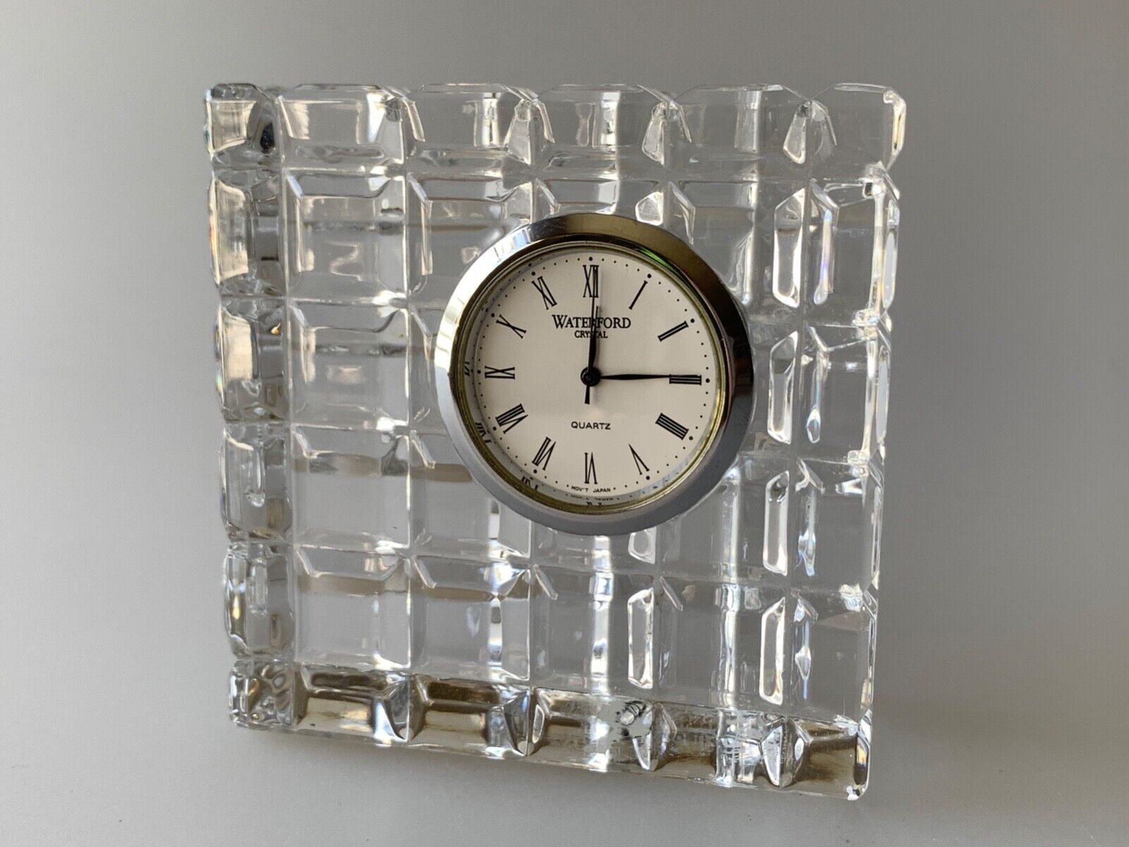 Waterford Crystal Desktop Clock Paperweight Square Ireland