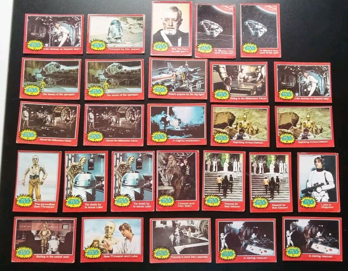 1977 Topps Star Wars Red Lot Of 27 Vintage Trading Cards Some Duplicates 