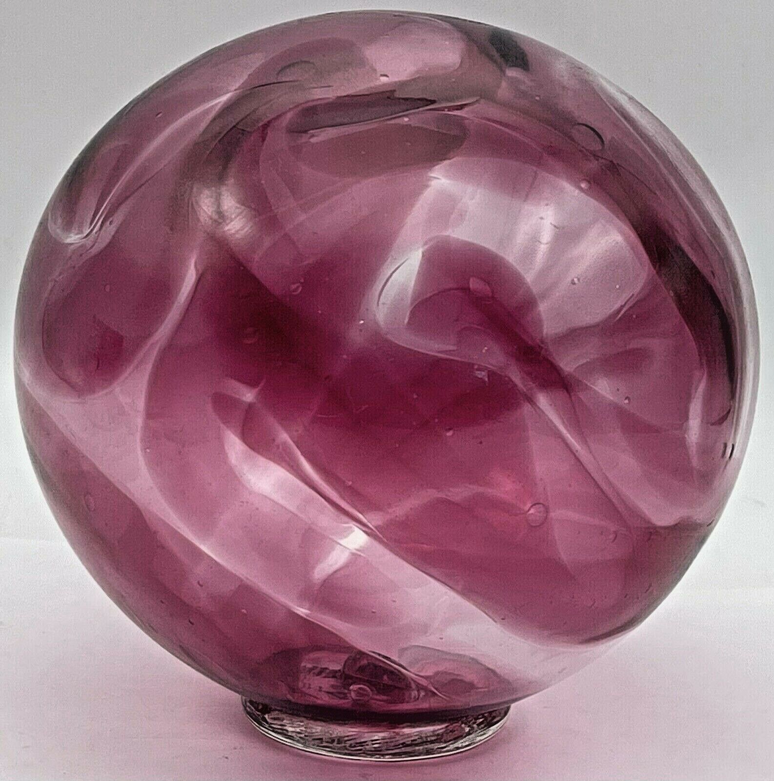 Pyromania Art Glass Oregon Float Ball Rose Pink Purple Swirl 2001 Signed