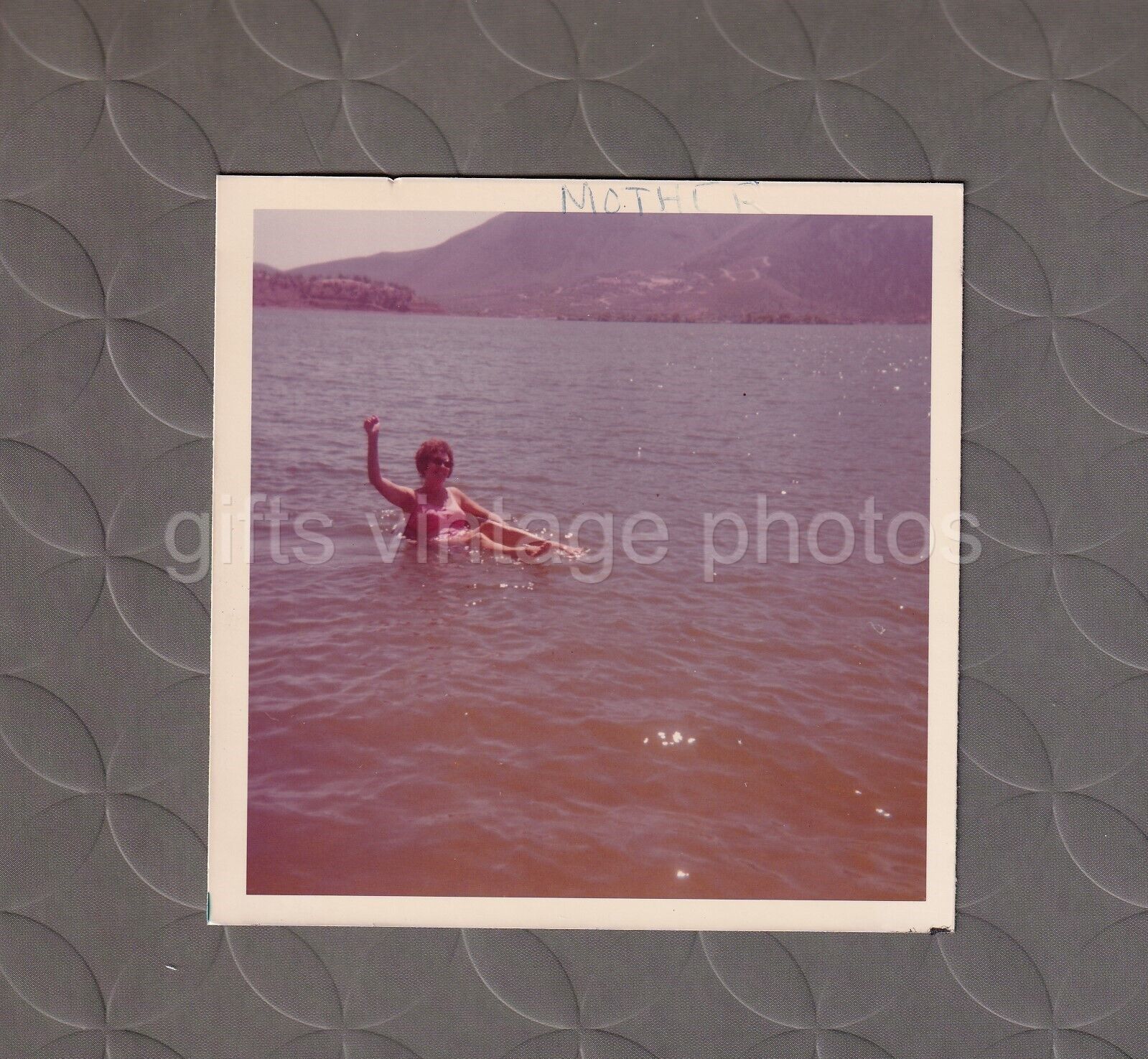 Original Found COLOR Photograph  Woman Floating in The Water C1955