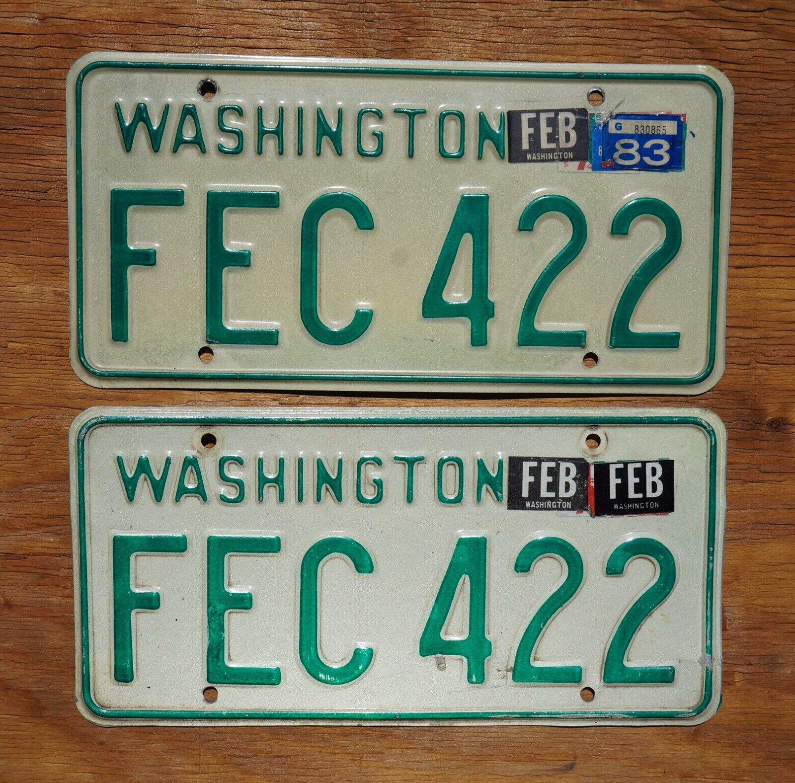 1980\'s - 1983 WASHINGTON License Plate Plates PAIR / SET