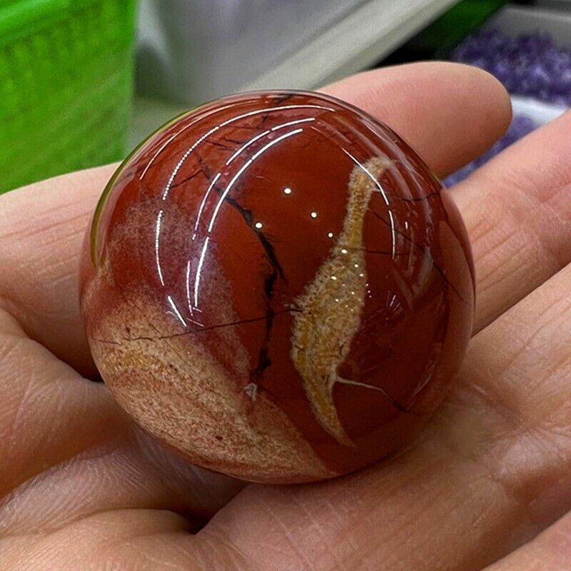 1pc Natural Red Jasper Ball Quartz Crystal Sphere Reiki Healing 30mm