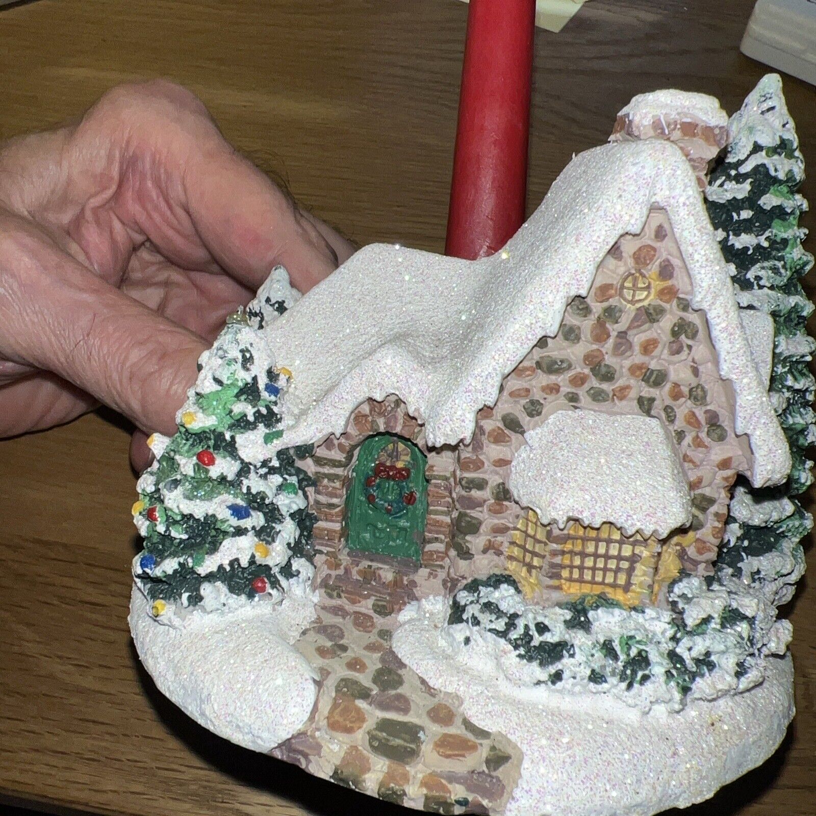 2005Thomas Kinkade Memories of Christmas-Hand Painted-Candle Holder