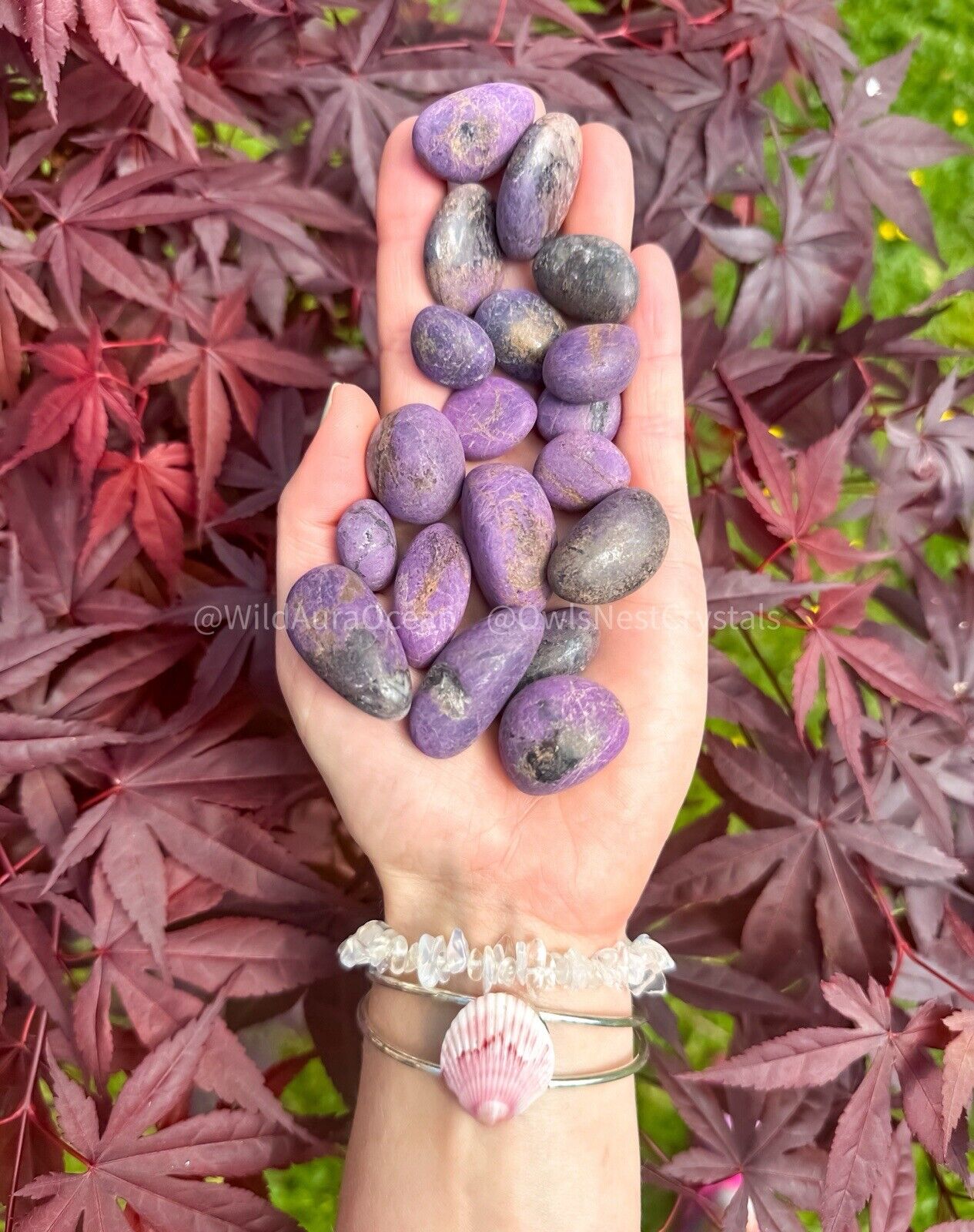 Bulk Lot 1 LB Natural Purple Purpurite  Crystal Tumbles, Polished Pocket Stones
