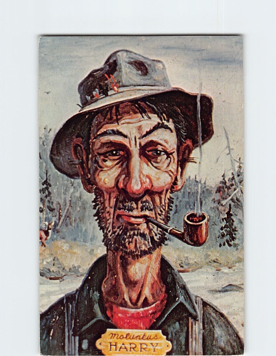 Postcard Molunkus Harry Portraying the Typical Oldtime Maine Woods Guide ME USA