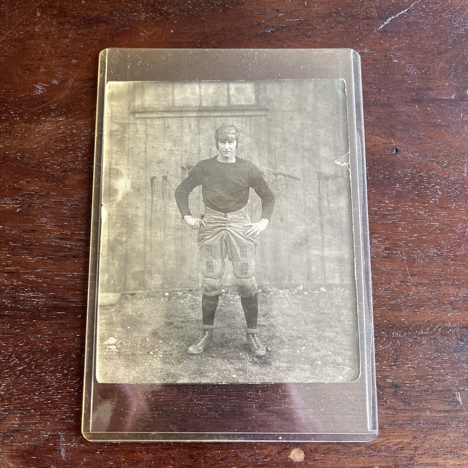 Antique Early Century B&W Football Player Photograph Sports Athlete Gridiron