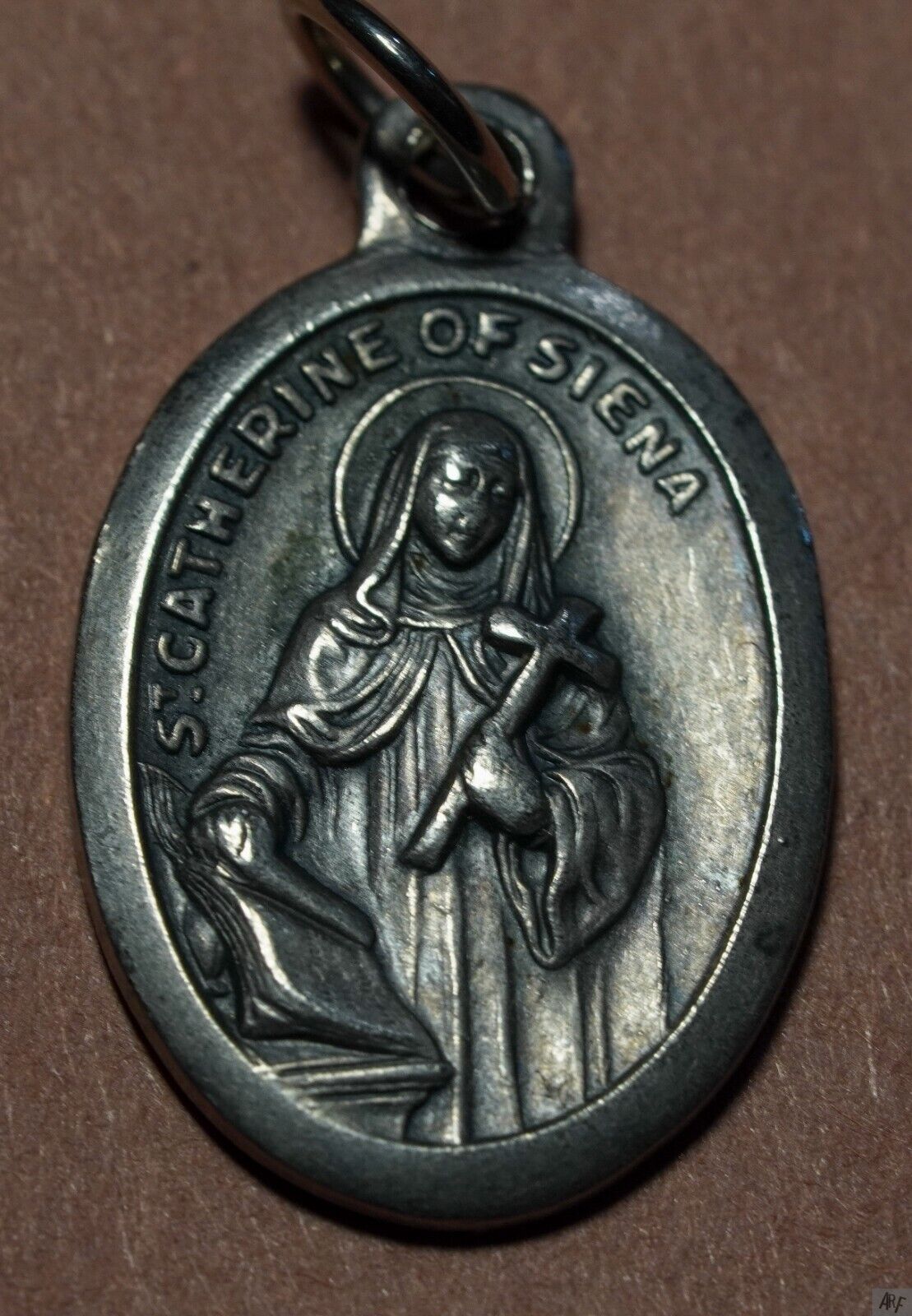 Vintage Catholic Medal St Catherine of Siena Pendant Italy Pray For Us