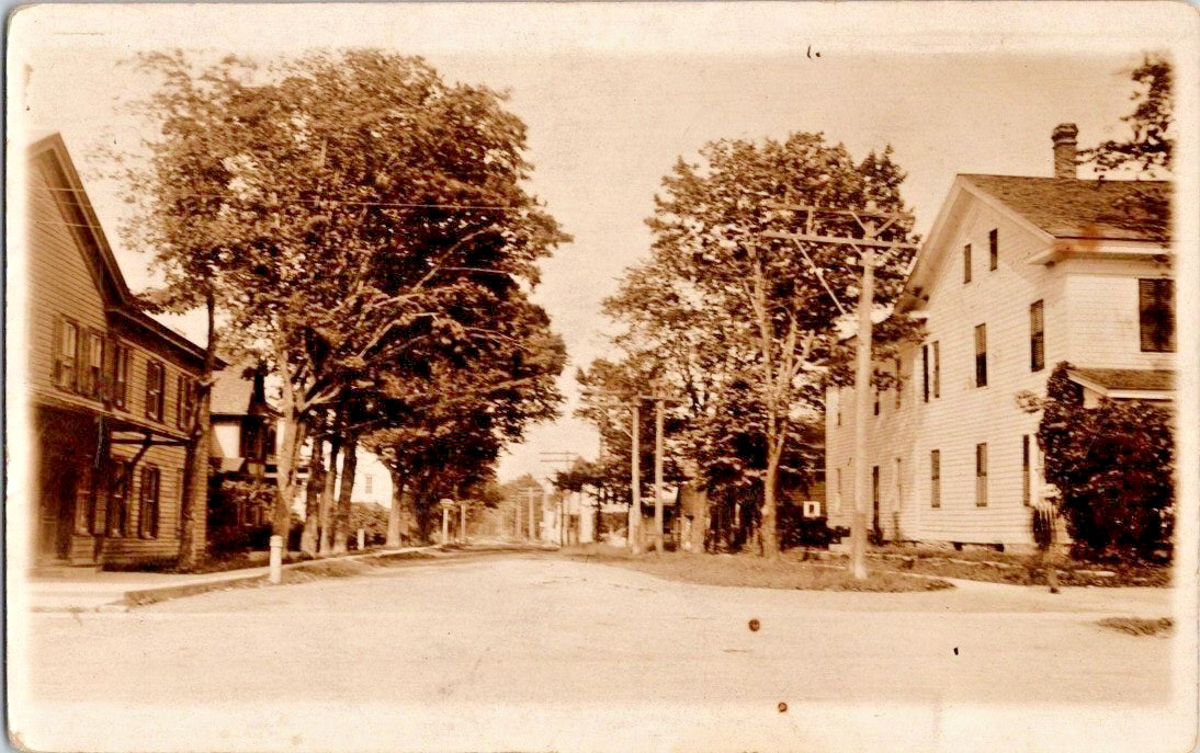 Antique RPPC Candor NY Tioga County street view postcard a28