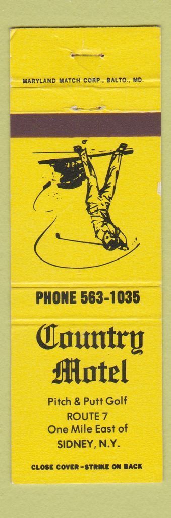 Matchbook Cover - Country Motel Sidney NY