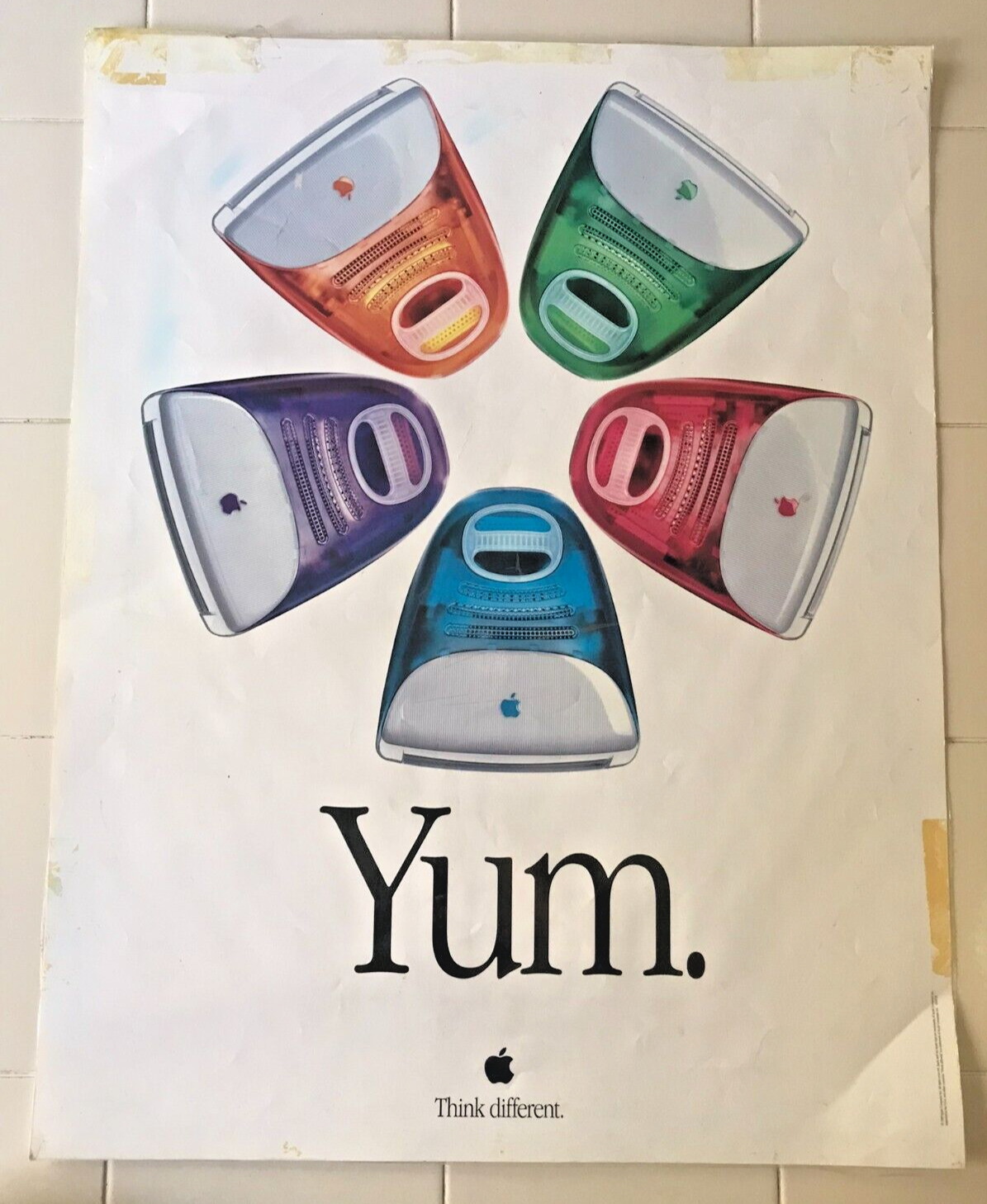 1999 Apple Computer iMac G3 Yum Poster Vintage Think Different 22 x 28 Laminated