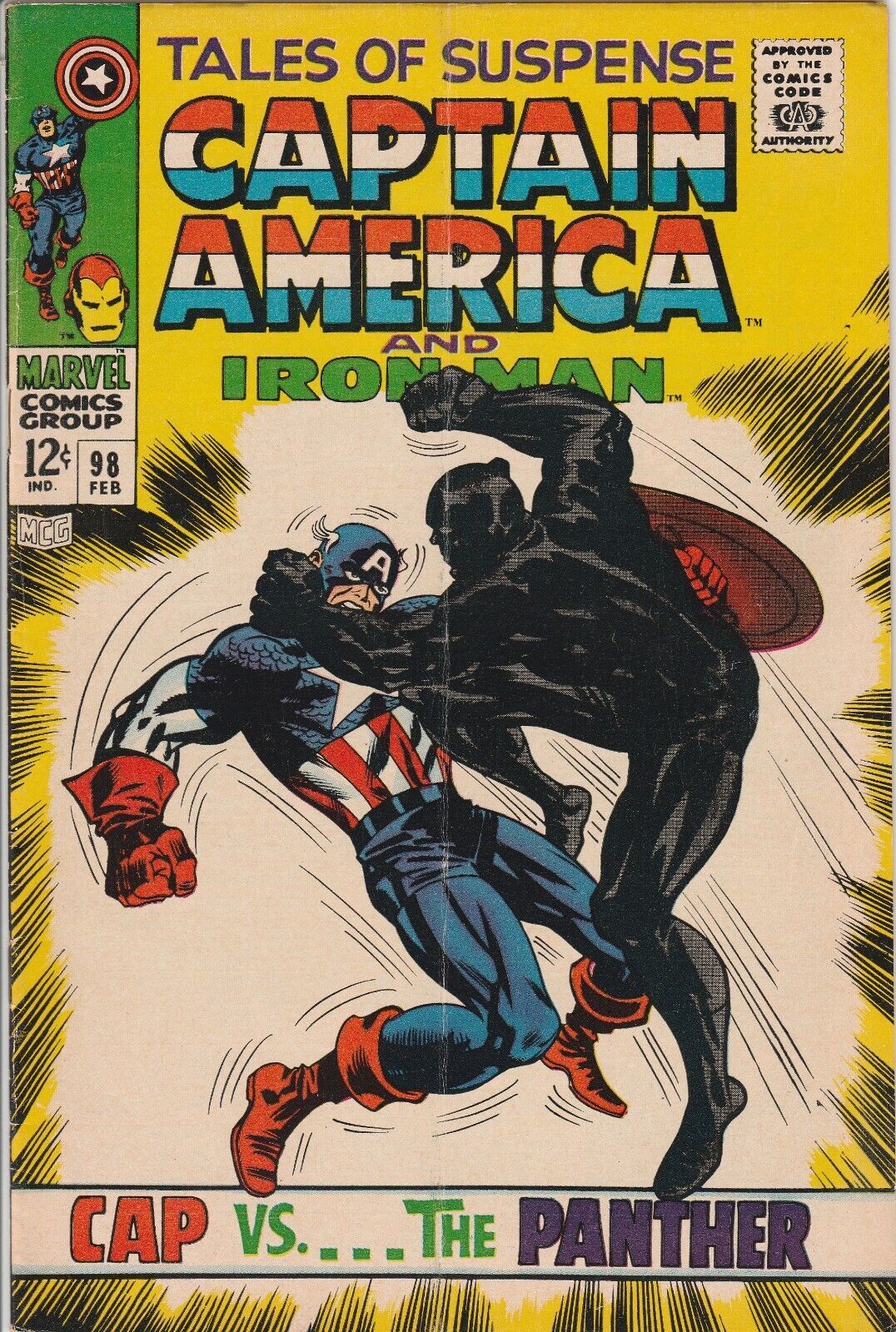 Tales of Suspense #98 VG Marvel Comics February 1968 Cpt. America Vs Blk Panther