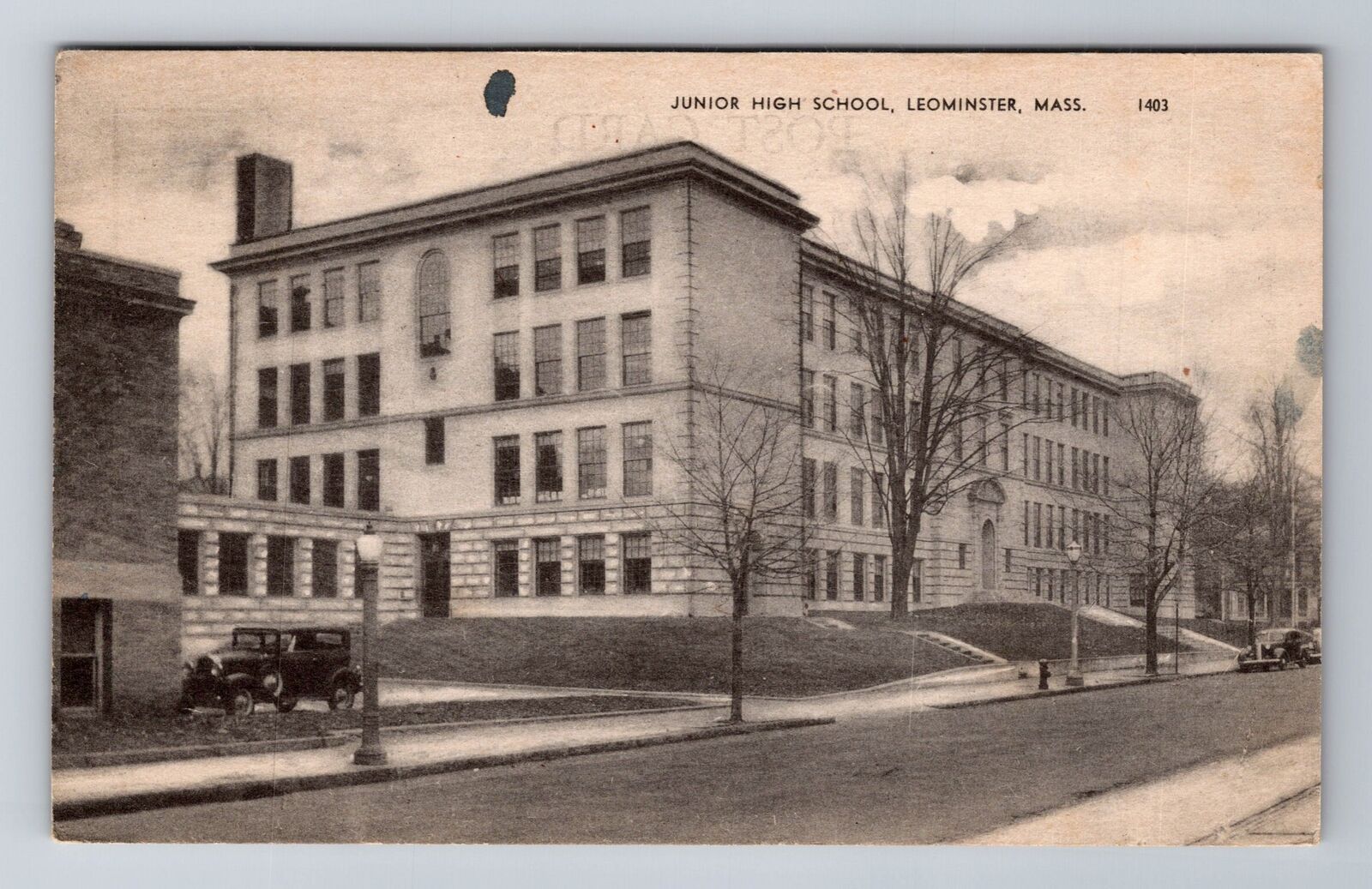 Leominster MA-Massachusetts, Junior High School, Antique Vintage c1944 Postcard