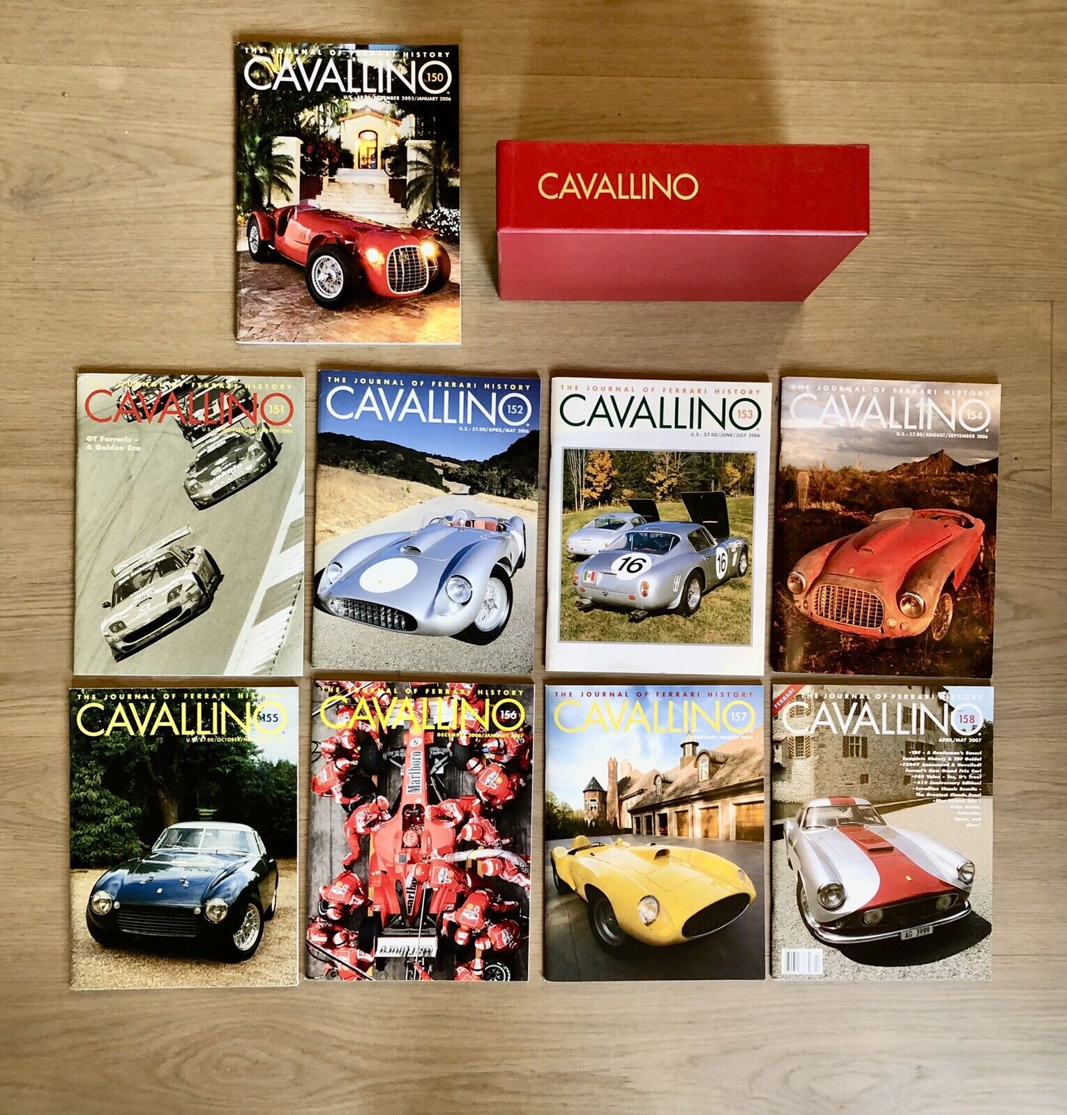 Cavallino Magazine Ferrari  (LOT OF 9)# 150-158 With Official Red Holder
