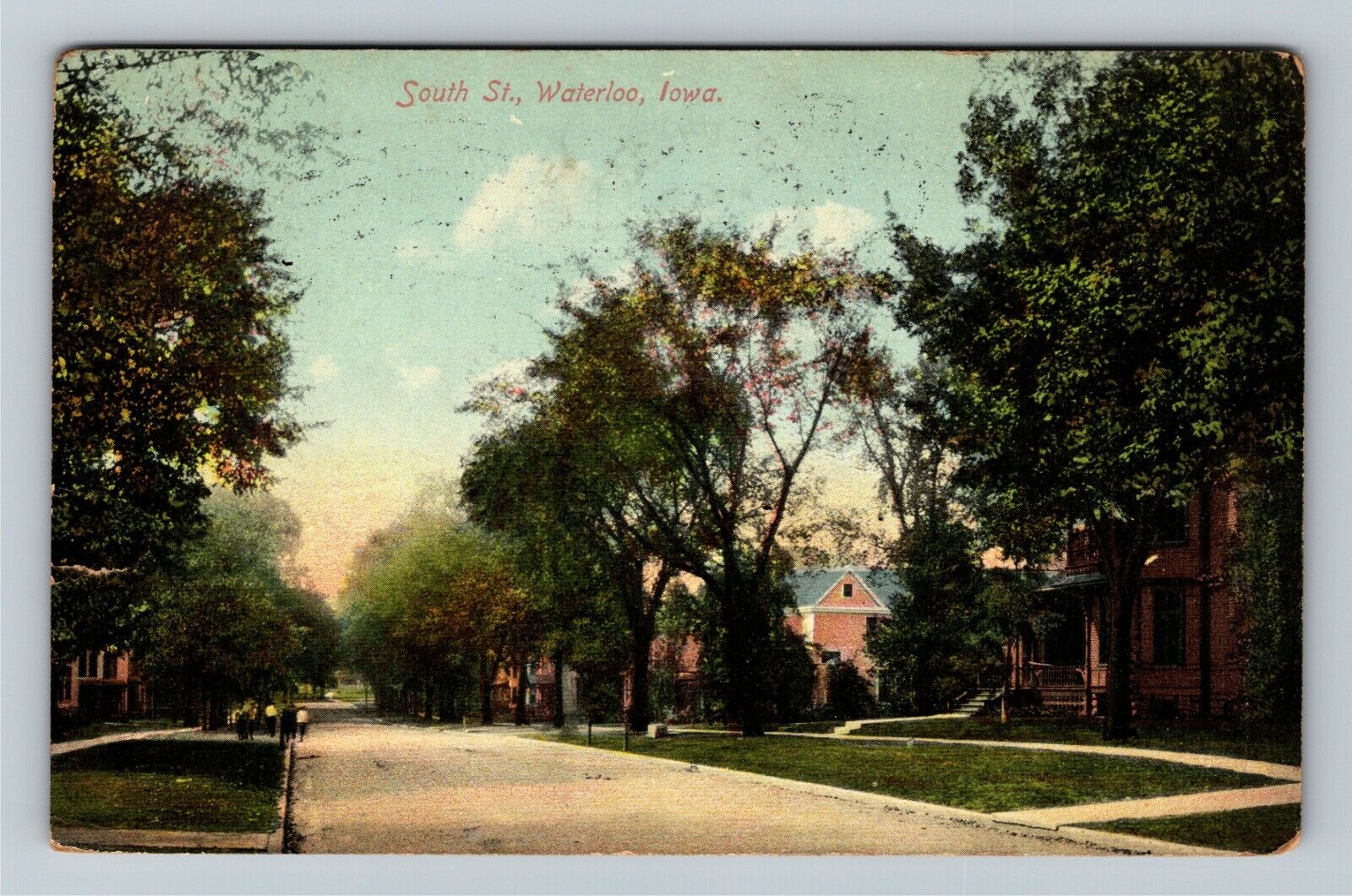 Waterloo IA-Iowa, South Street, Homes, Gentlemen, c1910 Vintage Postcard