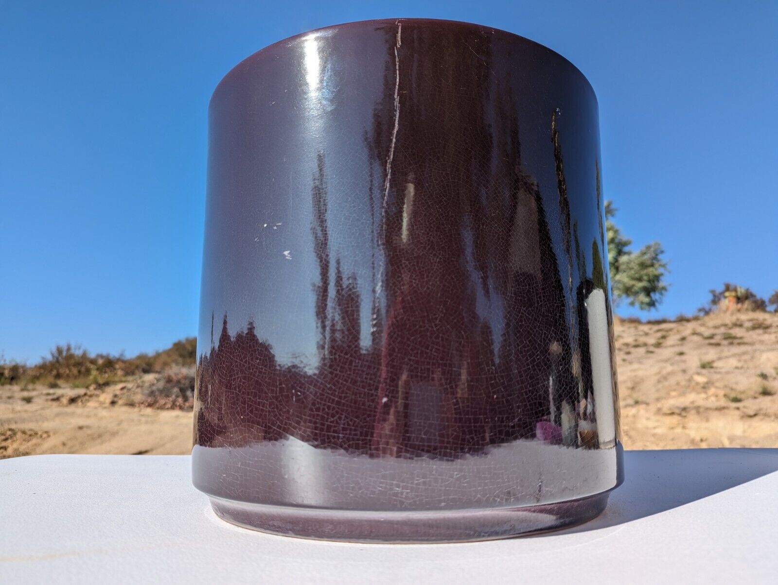 Vintage Purple Glossy Gainey Ceramic CA Architectural Cylinder Planter Pot AC-12