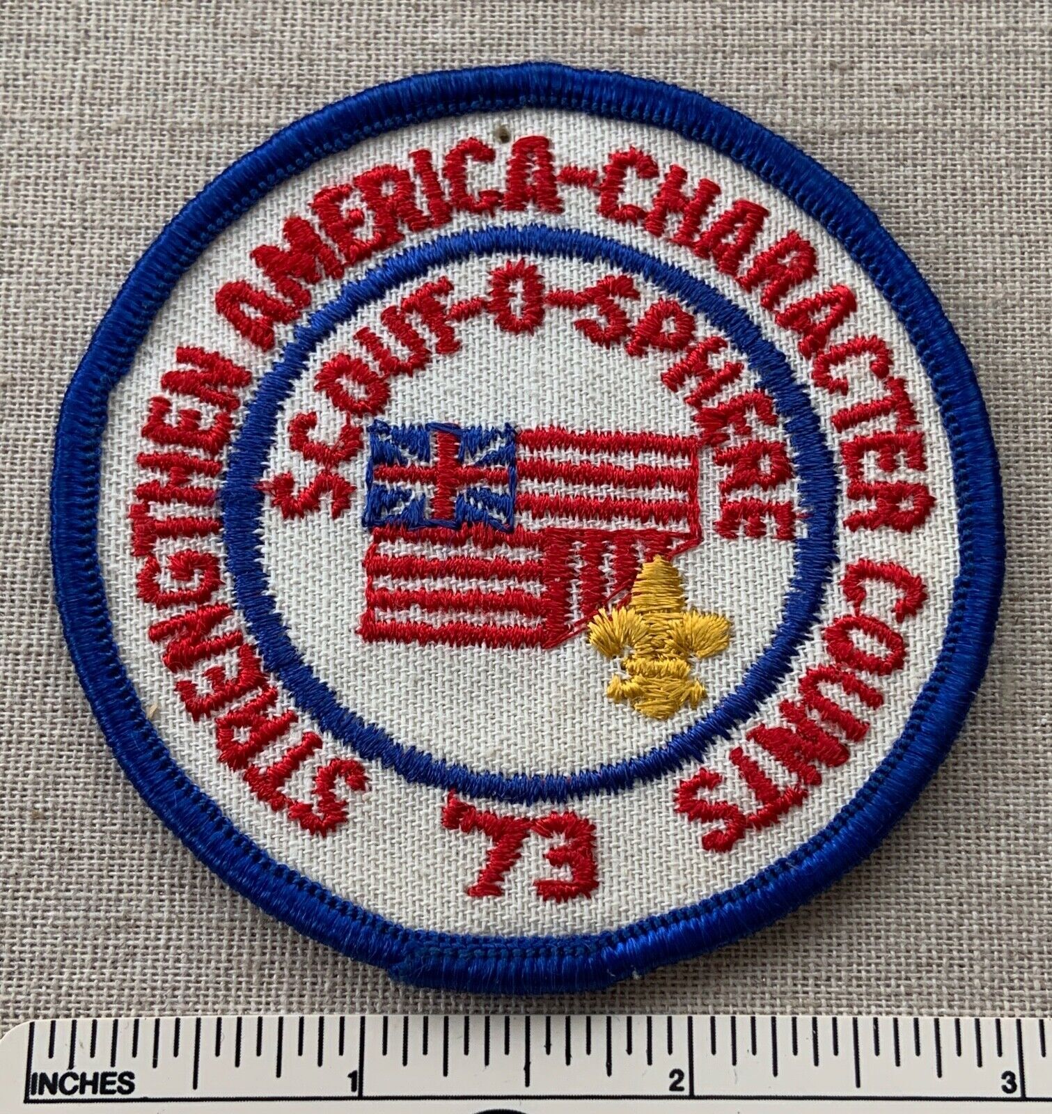 Vintage 1973 STRENGTHEN AMERICA CHARACTER COUNTS Boy Scout-O-Sphere PATCH BSA