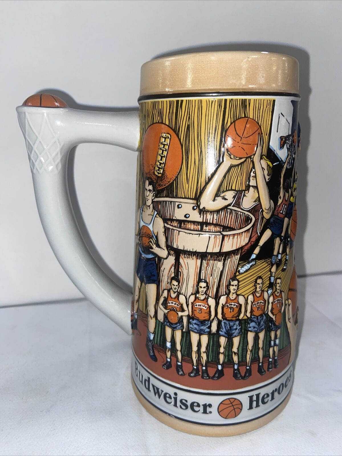 Budweiser Beer Stein Mug Basketball Heroes of The Hardwood Lmtd Edition 1991-D
