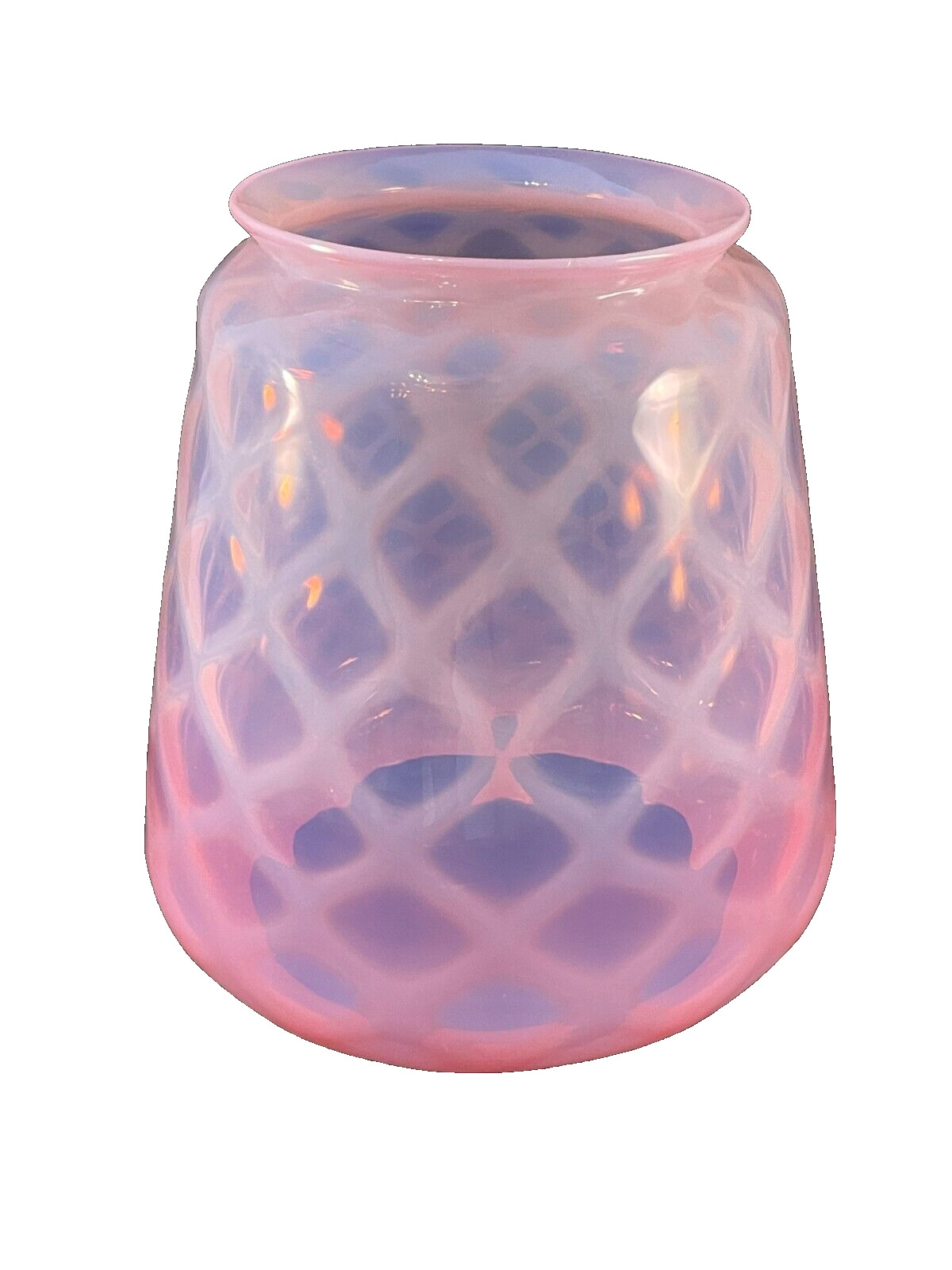 Antique Victorian pink lattice Glass Shade Hanging Hall Oil Lamp Globe