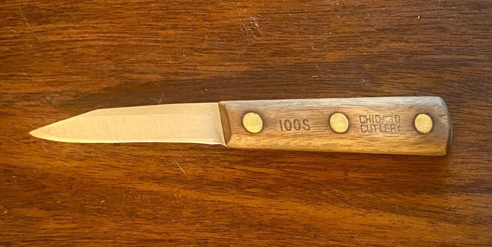 VINTAGE CHICAGO CUTLERY-100S SMALL PAIRING KNIFE FULL TANG WALNUT TRADITION HAND