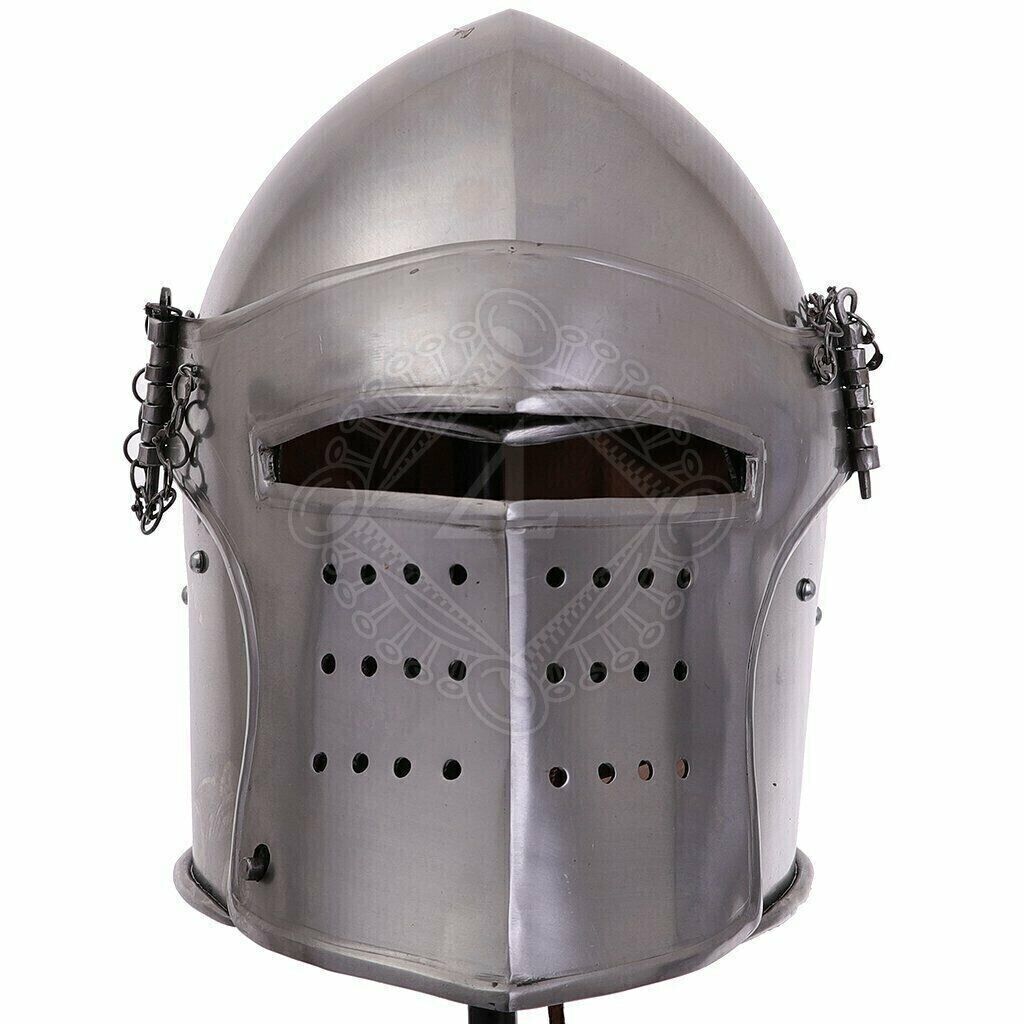 Antique 18 Gauge Steel Medieval Visored Combat Bascinet Barbuta Helmet new gift
