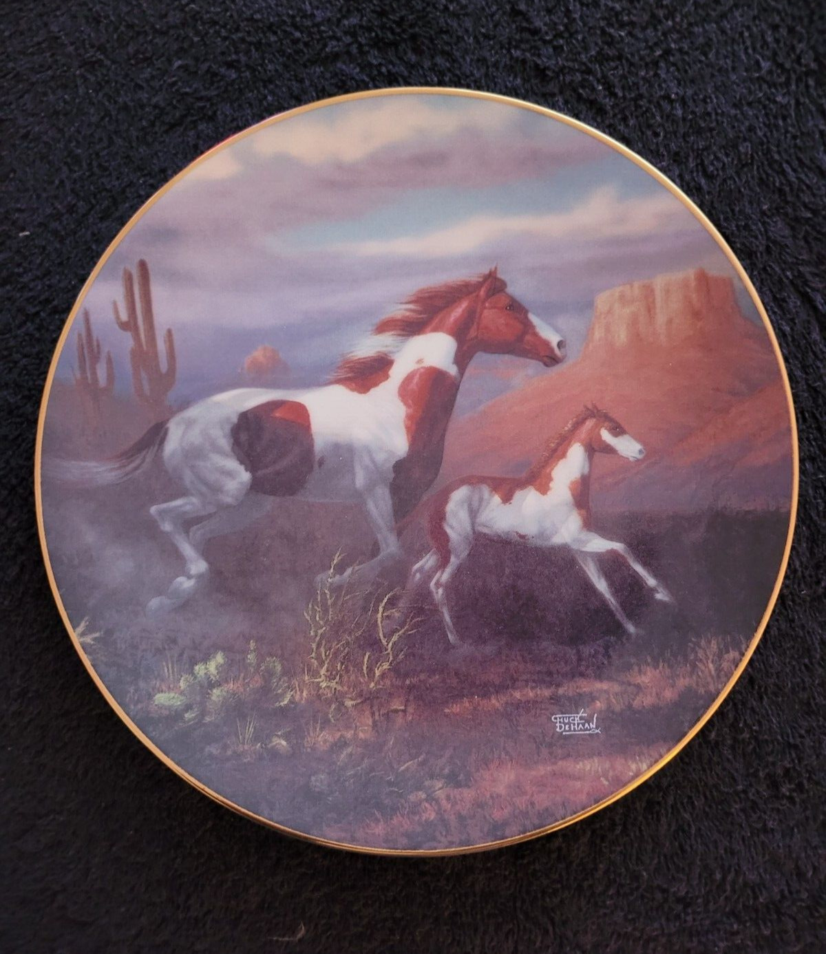 Hamilton porcelain horse plate Desert Shadows Unbridled Spirit Chuck DeHaan
