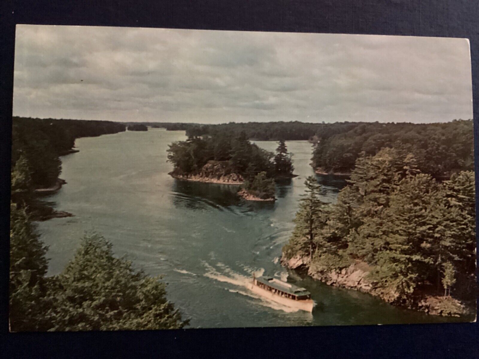 Postcard Thousand Islands Ontario Cruise boats in Lost Channel Canada A51